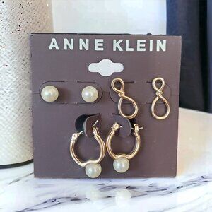 ANNE KLEIN 3 Pc Pearl Earring Set